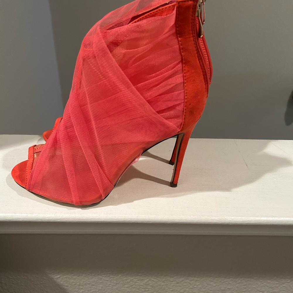 Orange Mesh Women's Heels